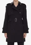 Burberry Raincoat With Check Collar In Black