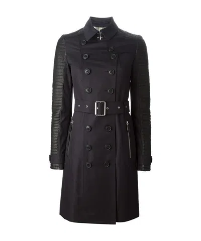 Burberry Double-breasted Trench Coat In Black