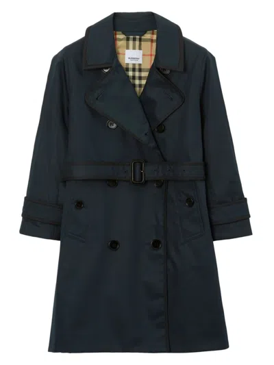 Burberry Kids' Double-breasted Trench Coat In Navy Black