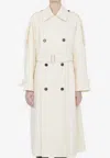 Burberry Double-breasted Trench Coat In Cream