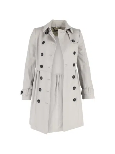 Pre-owned Burberry Double-breasted Trench Coat In Gray