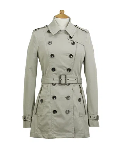 Burberry Double-breasted Trench Coat In Gray