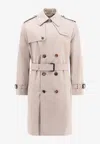 Burberry Men Cotton Blend Trench With Check Lining In Gray