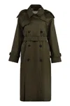 Burberry Belted Waist Double-breasted Jacket Epaulettes In Green