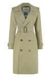 Burberry Double-breasted Trench Coat In Green