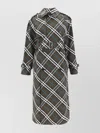 Burberry Snug Check-print Long Trench Coat In Green