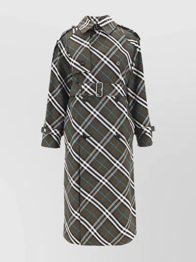 Burberry Snug Check-print Long Trench Coat In Multi