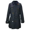Burberry Double-breasted Trench Coat In Navy Blue Wool In Blue