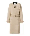 Burberry Double-breasted Collarless Trench Coat In Light Brown