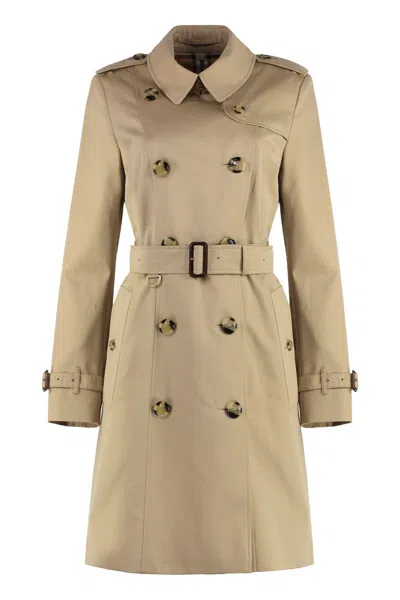 Burberry Long Beige Cotton Chelsea Trench Coat In Neutral
