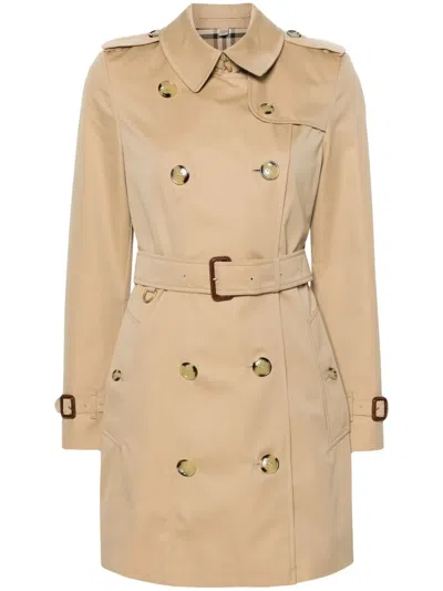 Burberry Double-breasted Trench Coat In Nude