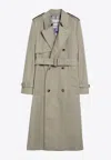 Burberry Double-breasted Trench Coat With Greige Belt In Taupe