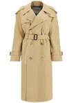 Burberry Double-breasted Trench Coat With In Beige