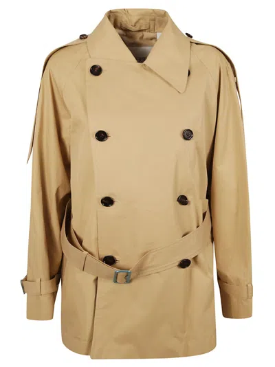 Burberry Double-breasted Trench Coat With Belted Waist In Brown