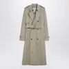 Burberry Double-breasted Trench Coat With Greige Belt