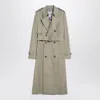 Burberry Double-breasted Trench Coat With Greige Belt