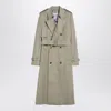 Burberry Double-breasted Trench Coat With Greige Belt In Green