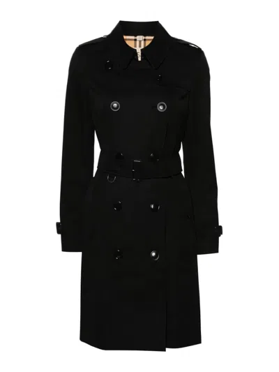 Burberry Double-breasted Trench Coat With Tailored Silhouette In Black