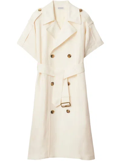 Burberry Double Breasted Trench Dress In White