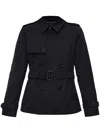 Burberry Short Jacket In Black Cotton. Straight Cut. Button Closure. Adjustable Waistband. In Black