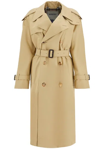Burberry Double-breasted Trench Jacket For Women In Beige
