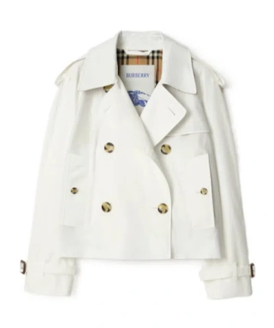 Burberry Double-breasted Trench Jacket In White