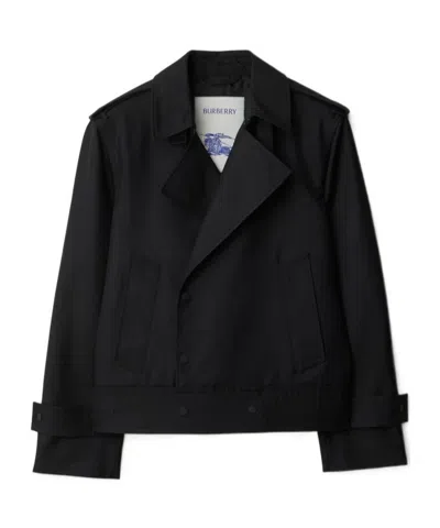 Burberry Double-breasted Trench-style Jacket In Black