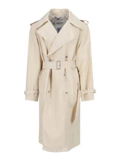 Burberry Long Trench In White