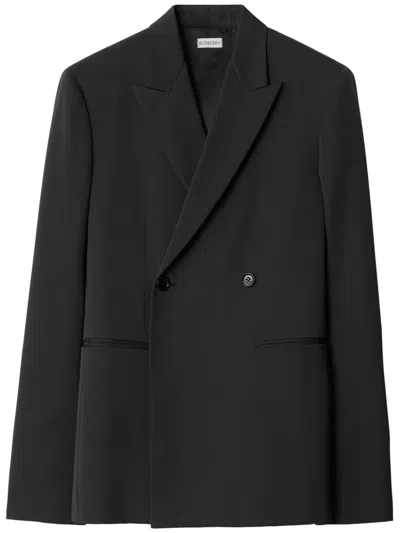 Burberry Wool Tailored Jacket In Onyx