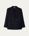 Burberry Wool Tailored Jacket In Navy