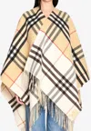 Burberry Check Pattern Cape Open Front Design In Neutral