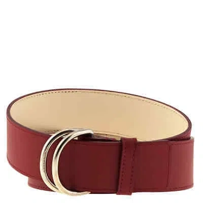 Pre-owned Burberry Double D-ring Colorblock Crimson/limestone Leather Belt, Brand Size S In Red