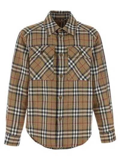 Burberry Check Double Face Shirt In Brown