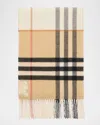Burberry Double-faced Cashmere Ekd Scarf In Brown