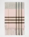 Burberry Double-faced Cashmere Ekd Scarf In Brown