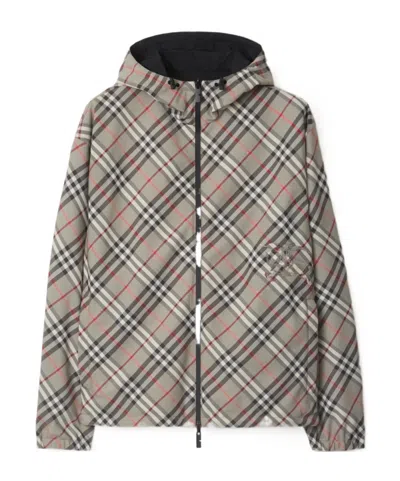 Burberry Trafford Reversible Windbreaker Jacket In Gray