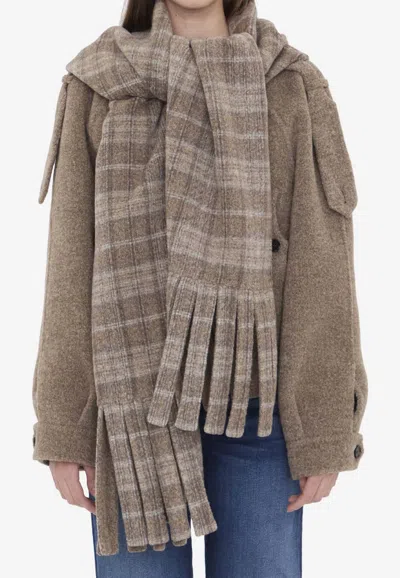 Burberry Double-faced Fur Jacket With Scarf In Brown