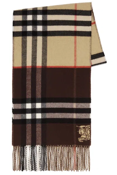 Burberry Double Giant Check Scarf In Brown