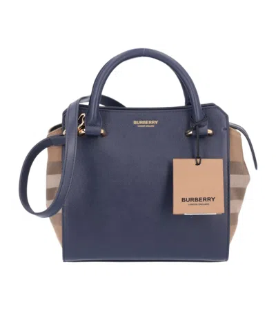 Burberry Double Handle Shoulder Bag In Blue