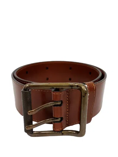 Pre-owned Burberry Double Holed Leather Belt In Brown