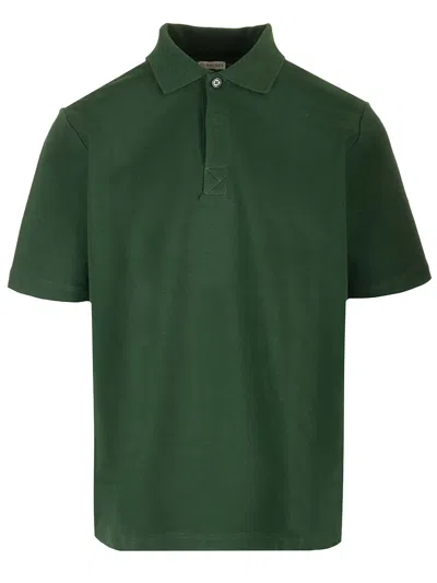 Burberry Double Layer Cotton Polo Shirt In Green