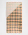 Burberry Double-layer Wool Silk Scarf In Brown
