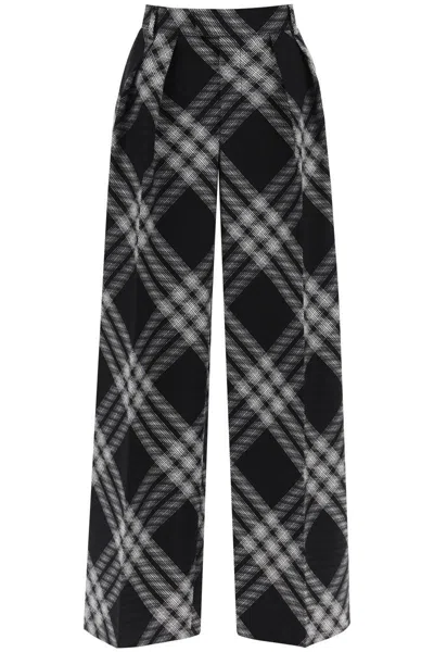 BURBERRY DOUBLE PLEATED CHECKERED PALAZZO PANTS