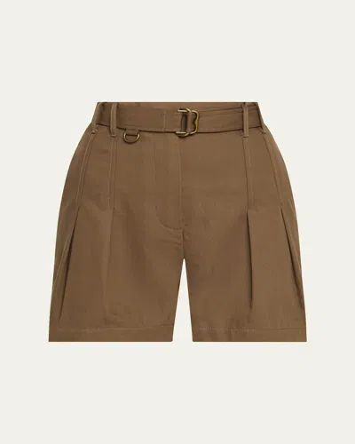 Burberry Double-pleated Military Shorts With Belt