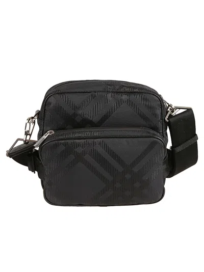 Burberry Double Pocket Zip Shoulder Bag In Black