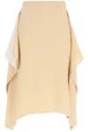 BURBERRY DOUBLE PURE SILK MIDI SKIRT WITH CONTRAST INTERIOR AND DRAPED PANELS FOR WOMEN