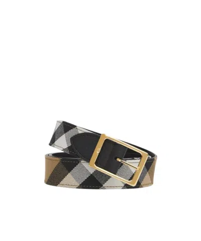 Burberry Double-sided Checked Belt In Black