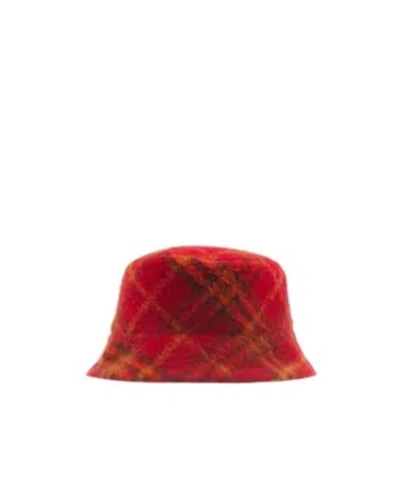 Burberry Reversible Check Bucket Hat In Red