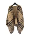 Burberry Double-sided Plaid Shawl In Brown