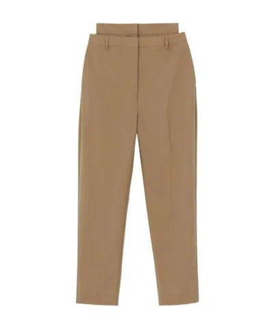 Burberry Double-waist Mohair Wool Trousers In Brown